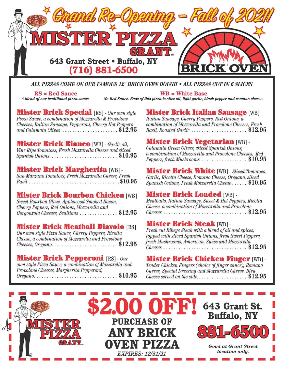 Menus - Mister Pizza